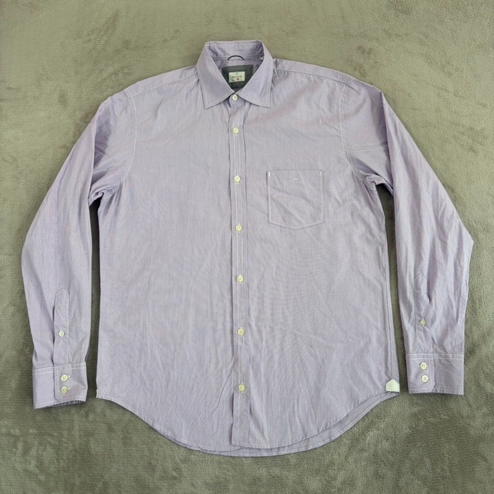 Hartford Micro Check Shirt in Lavender Men Medium‎ Designer Long Sleeve Preppy